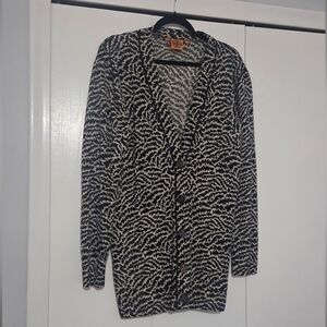Tory Burch Cream Black Lightweight Cardigan L